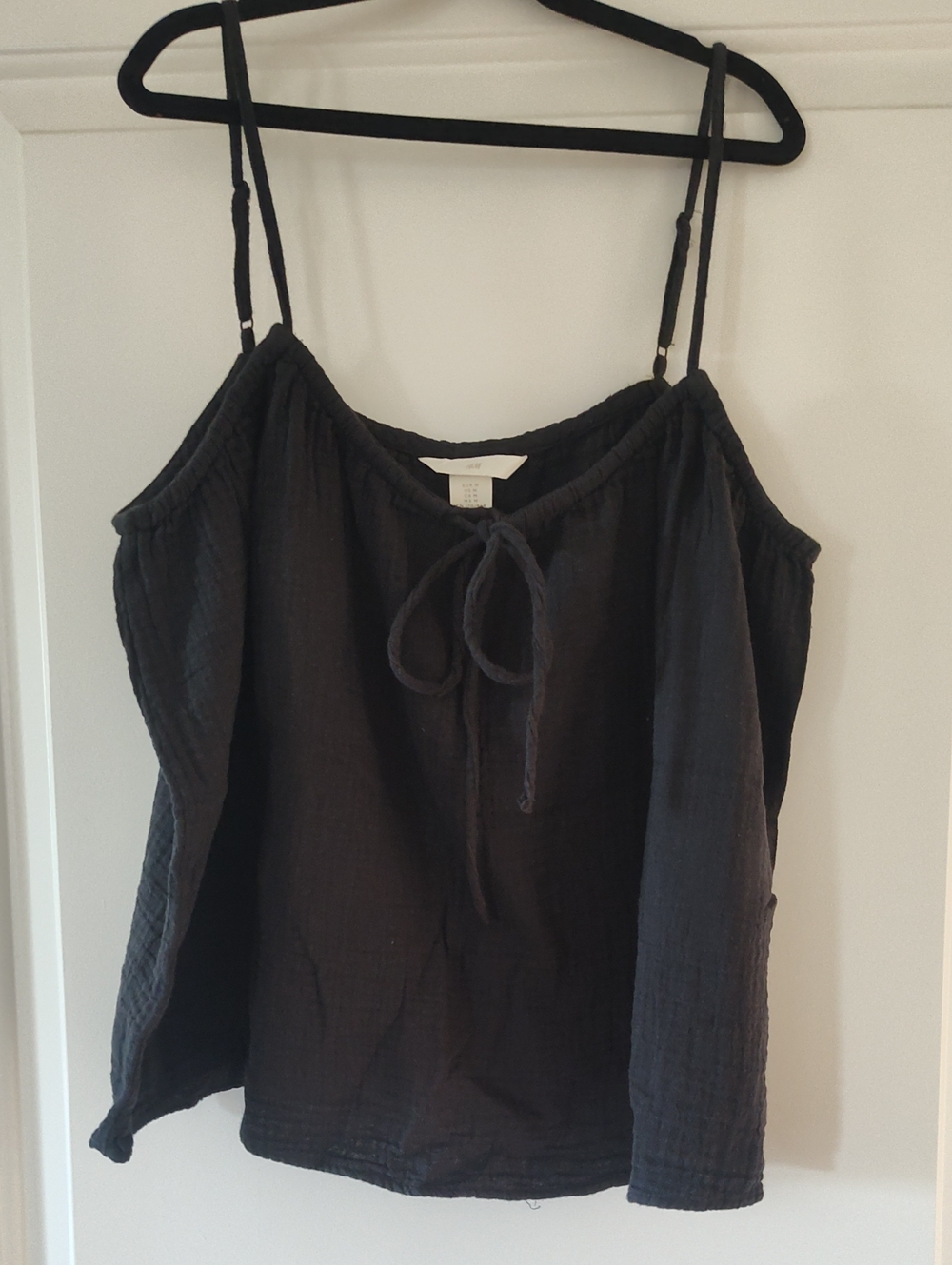 H&M Black Spaghetti Strap Tie-Front Tank